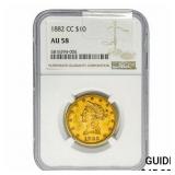 1882-CC $10 Gold Eagle NGC AU58