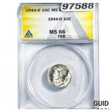 1944-D Mercury Silver Dime ANACS MS66 FSB
