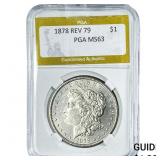 1878 Rev 79 Morgan Silver Dollar PGA MS63