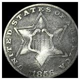1856 Silver Three-Cent Piece NEARLY UNCIRCULATED