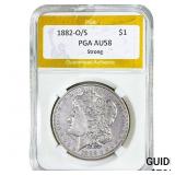1882-O/S Morgan Silver Dollar PGA AU58 Strong