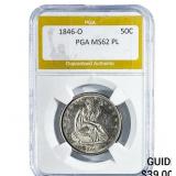 1846-O Seated Liberty Dollar PGA MS62 PL