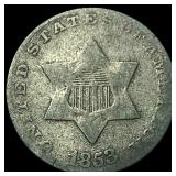 1853 Silver Three-Cent Piece LIGHTLY CIRCULATED