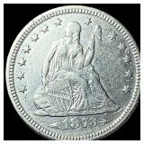 1873 Arrows Seated Liberty Quarter CLOSELY  UNCIR