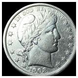 1908-D Silver Barber Half Dollar NEARLY  UNCIRCUL
