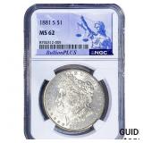 1881-S Morgan Silver Dollar NGC MS62