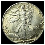 1942 Silver Walking Liberty Half Dollar CHOICE AU