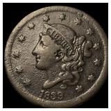 1839 Braided Hair Large Cent LIGHTLY CIRCULATED