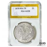 1878 Rev 79 Morgan Silver Dollar PGA AU58
