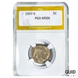 1937-S Buffalo Nickel PGA MS66