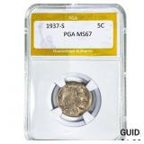 1937-S Buffalo Nickel PGA MS67