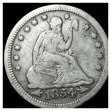 1854 Arrows Seated Liberty Quarter LIGHTLY CIRCULA