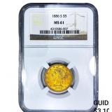 1886-S $5 Gold Half Eagle NGC MS61