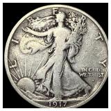 1917-D Silver Walking Liberty Half Dollar LIGHTLY