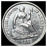 1872 Seated Liberty Silver Half Dime CLOSELY UNCIR