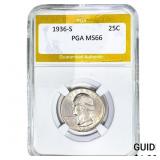 1936-S Washington Silver Quarter PGA MS66