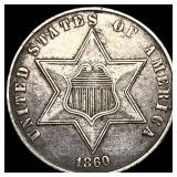 1860 Silver Three-Cent Piece CLOSELY  UNCIRCULATE