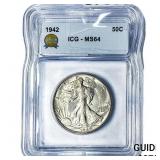 1942 Walking Liberty Half Dollar ICG MS64