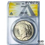1934 Silver Peace Dollar ANACS MS62