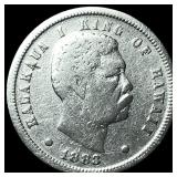1883 Silver Dime Hawaii Kalakaua I ABOUT UNCIRCULA