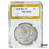 1878 Rev 79 Morgan Silver Dollar PGA AU58