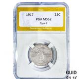1917 Standing Liberty Quarter PGA MS62 Type 1