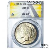 1925-S Silver Peace Dollar ANACS MS62