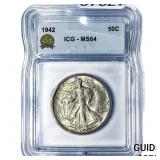 1942 Walking Liberty Half Dollar ICG MS64