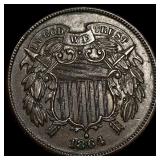 1864 Bronze Two-Cent Piece CHOICE AU