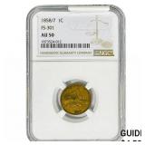 1858/ 7 Flying Eagle Cent NGC AU50 FS-301