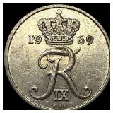 1969 Denmark Copper Nickel 10 Ore