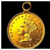 1874 Gold $1 Indian Princess Head (Jewelry). HIGH
