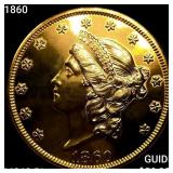 1860 $20 Gold Double Eagle UNCIRCULATED PL
