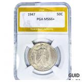 1947 Walking Liberty Half Dollar PGA MS66+