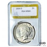 1934-D Silver Peace Dollar PGA MS64