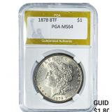 1878 8TF Morgan Silver Dollar PGA MS64