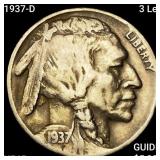 1937-D 3 Leg Buffalo Nickel NEARLY UNCIRCULATED