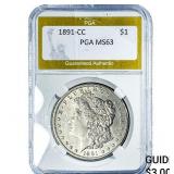 1891-CC Morgan Silver Dollar PGA MS63