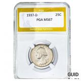 1937-D Washington Silver Quarter PGA MS67