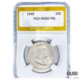 1948 Franklin Half Dollar PGA MS66 FBL