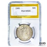 1945 Walking Liberty Half Dollar PGA MS66