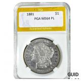 1881 Morgan Silver Dollar PGA MS64 PL