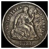 1873 Seated Liberty Silver Dime LIGHTLY CIRCULATED