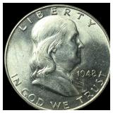 1948-S Silver Franklin Half Dollar GEM BU