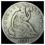 1861 Seated Liberty Half Dollar LIGHTLY CIRCULATED