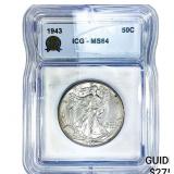 1943 Walking Liberty Half Dollar ICG MS64