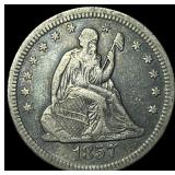 1857-O Silver Seated Liberty Quarter ABOUT UNCIRCU
