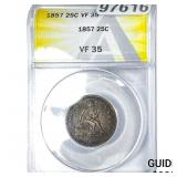 1857 Seated Liberty Quarter ANACS VF35