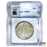 1943 Walking Liberty Half Dollar ICG MS64