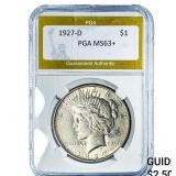 1927-D Silver Peace Dollar PGA MS63+